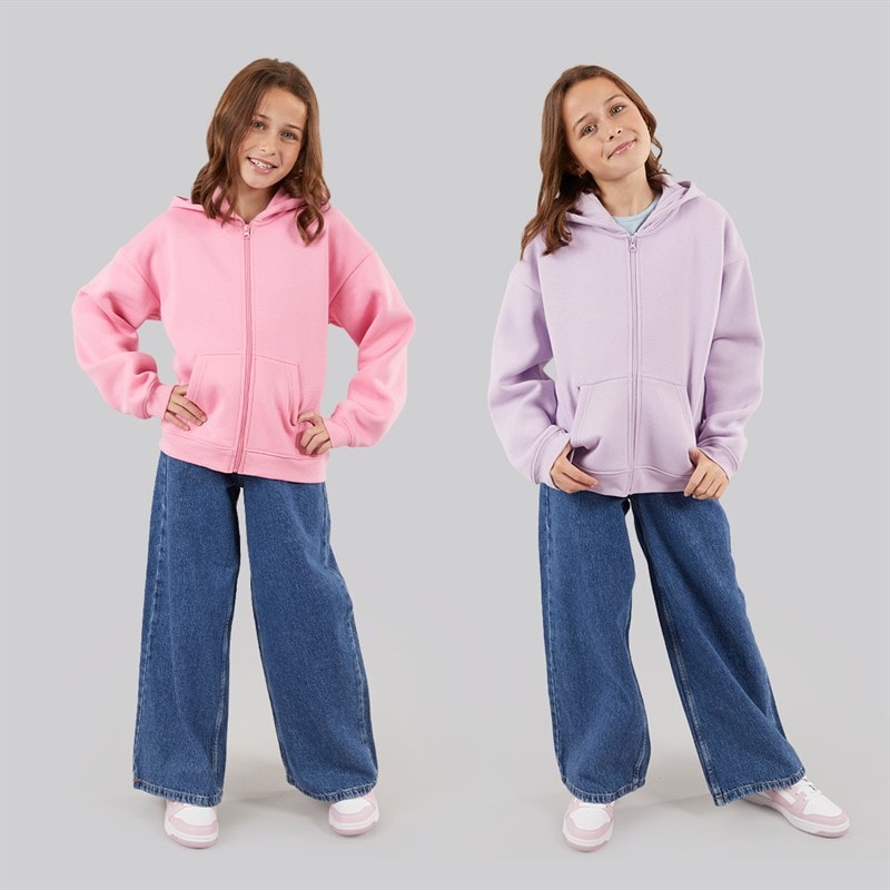 Board Angels Girls Two Pack Zip Through Hoodies Pink/Lilac - Image 3
