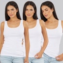Board Angels Womens Three Pack Ribbed Vests White