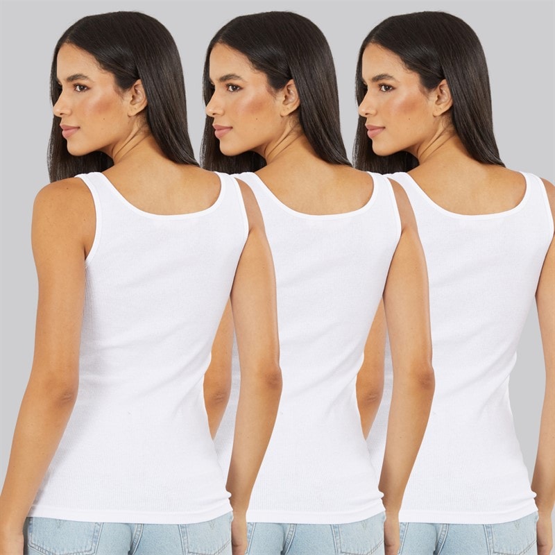 Board Angels Womens Three Pack Ribbed Vests White - Image 2