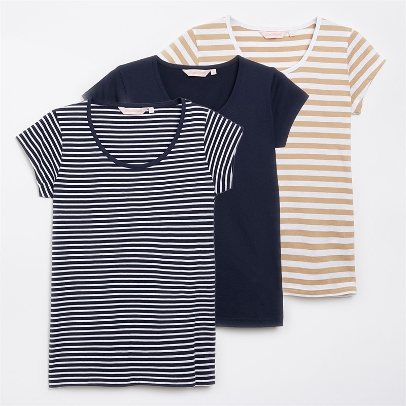Board Angels Womens Stripe Three Pack T-Shirts Multi - Image 1