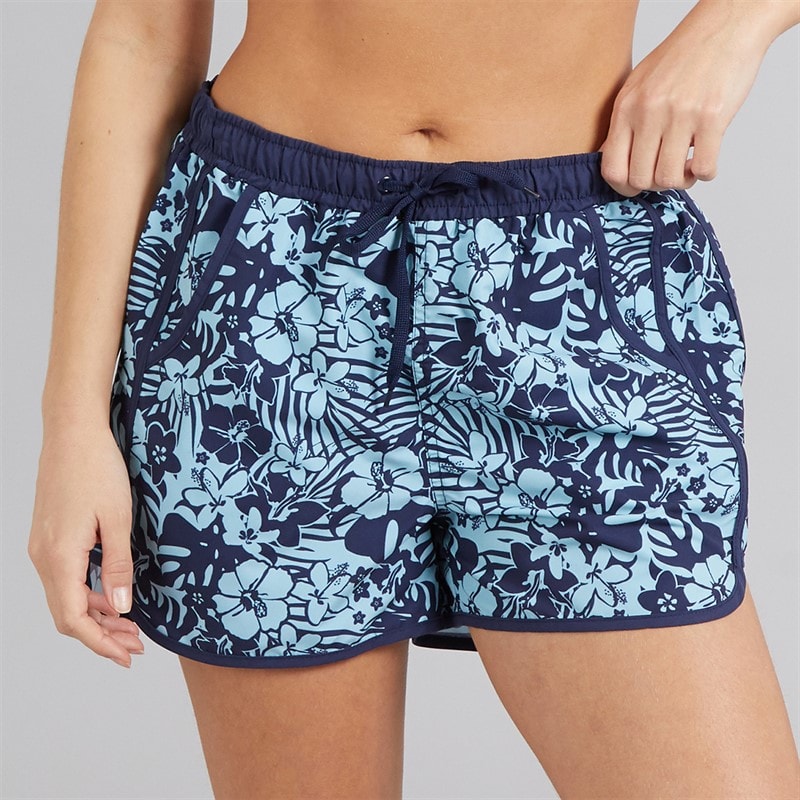 Board Angels Womens Shortie Floral Board Shorts Navy Tonal