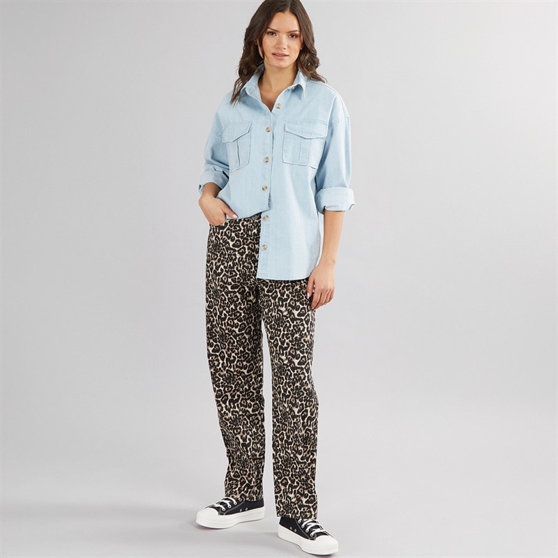 Board Angels Womens Straight Leg Jeans Leopard - Image 3