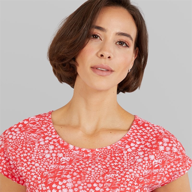 Board Angels Womens Tie Waist Dress Ditsy Red - Image 3