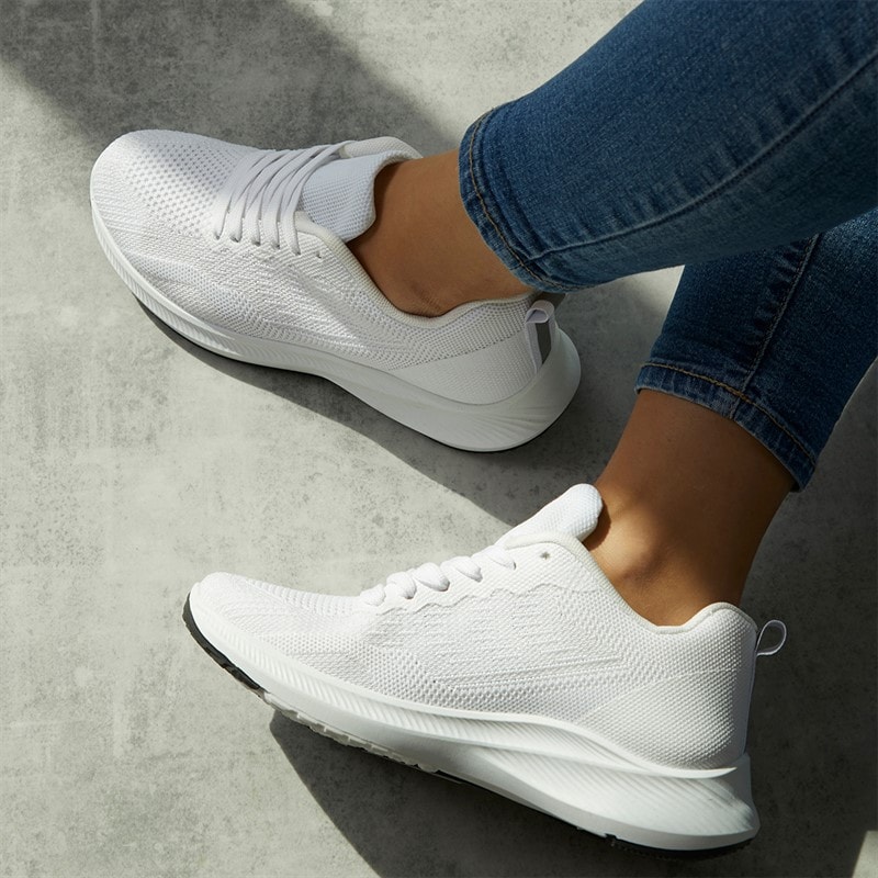 Board Angels Womens Deloris Trainers White Mono - Image 5