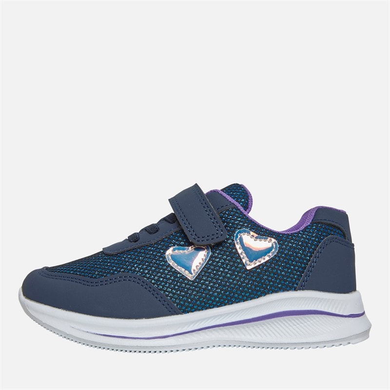 Board Angels Girls Daphne Glitter Trainers Navy/Purple - Image 1