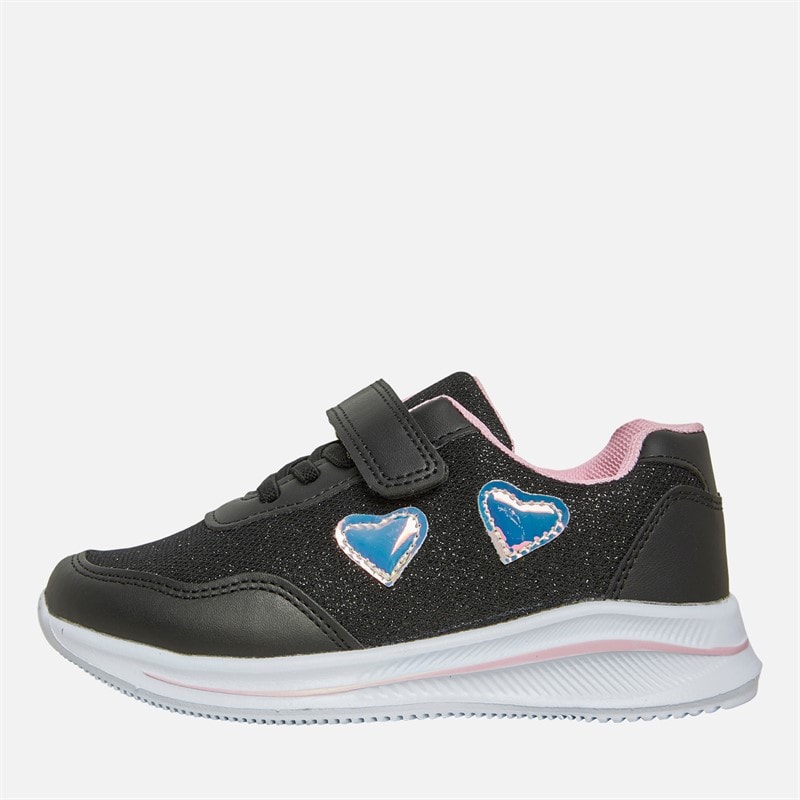 Board Angels Girls Daphne Glitter Trainers Black/Pink - Image 1