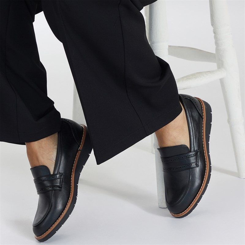 Board Angels Womens Diane Loafers Black PU - Image 5