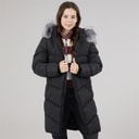Board Angels Girls Long Puffer Coat With Faux Fur Hood Black