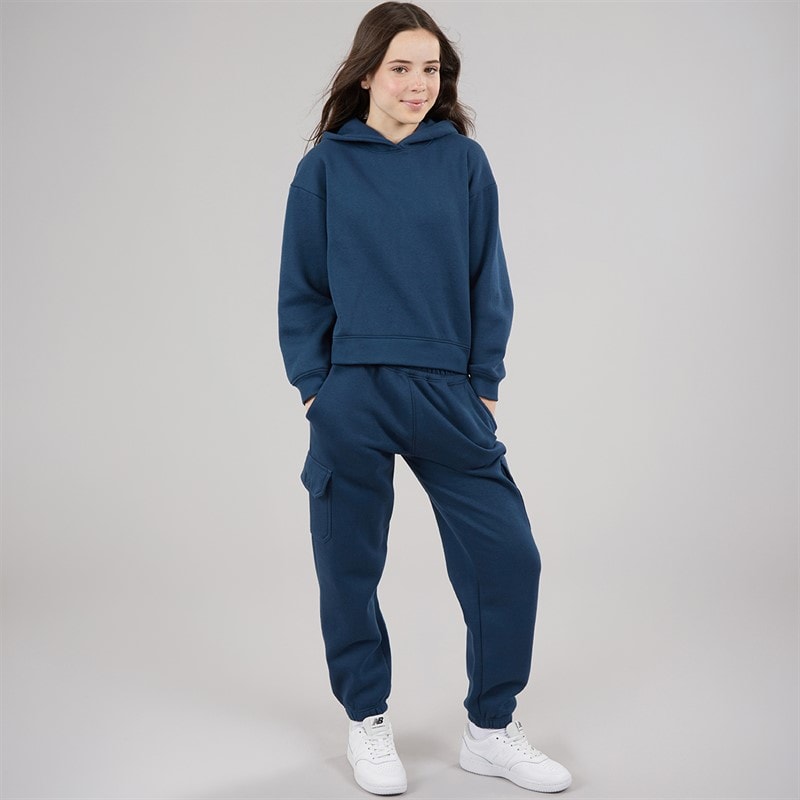 Board Angels Girls Hoodie And Cargo Joggers Tracksuit Denim Blue