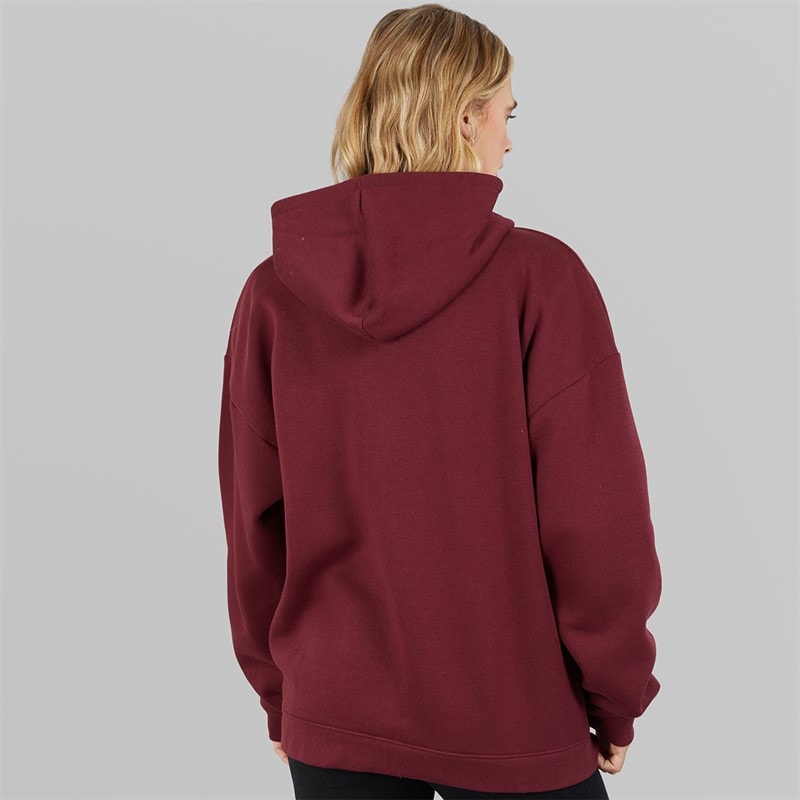 Board Angels Womens Oversized Zip-Through Hoodie Burgundy - Image 2
