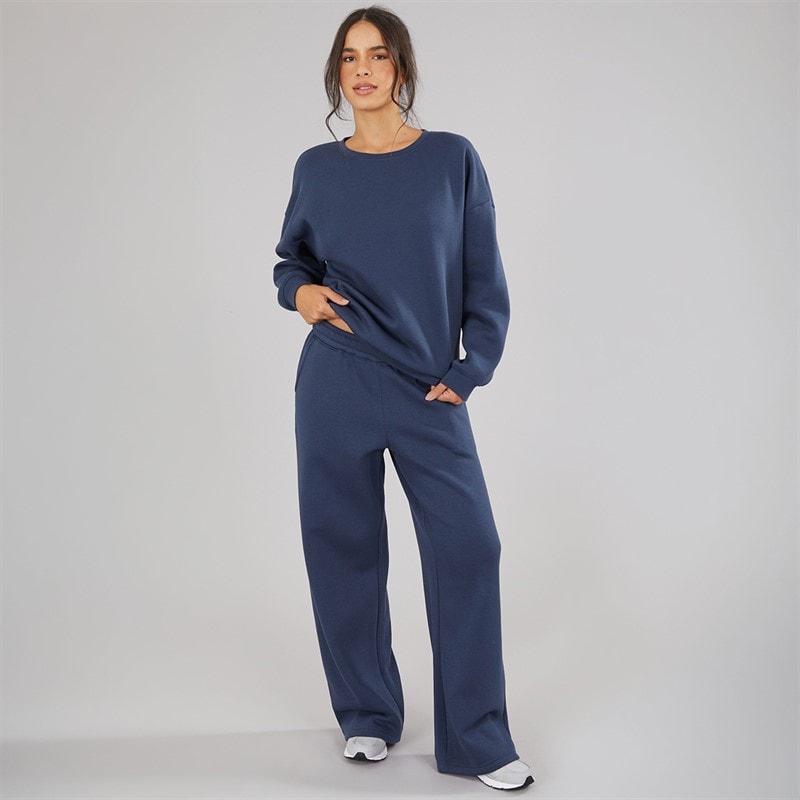 Board Angels Womens Oversized Sweatshirt And Open Hem Joggers Washed Midnight Blue - Image 3
