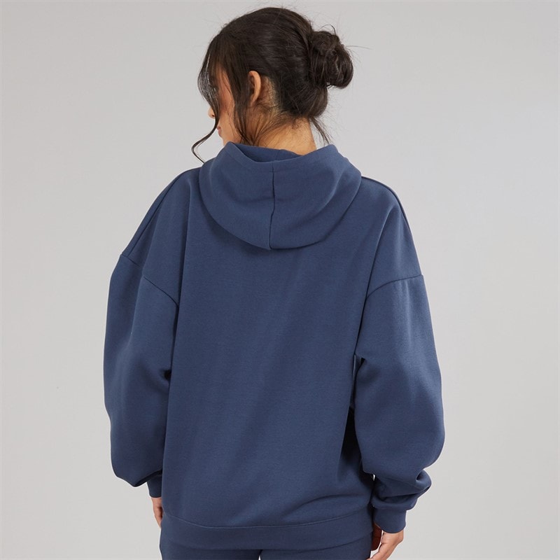 Board Angels Womens Oversized Zip-Through Hoodie Washed Midnight Blue - Image 2