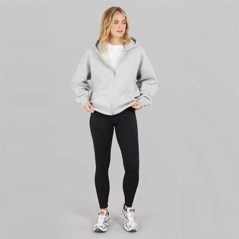 Board Angels Womens Oversized Zip-Through Hoodie Grey Marl - Image 4