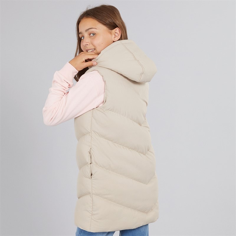 Board Angels Girls Longline Hooded Gilet Ecru - Image 2