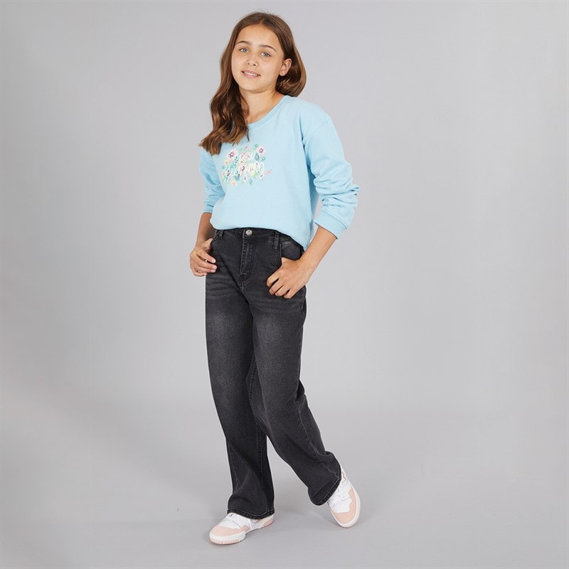 Board Angels Girls Wide Leg Jeans Washed Black - Image 3