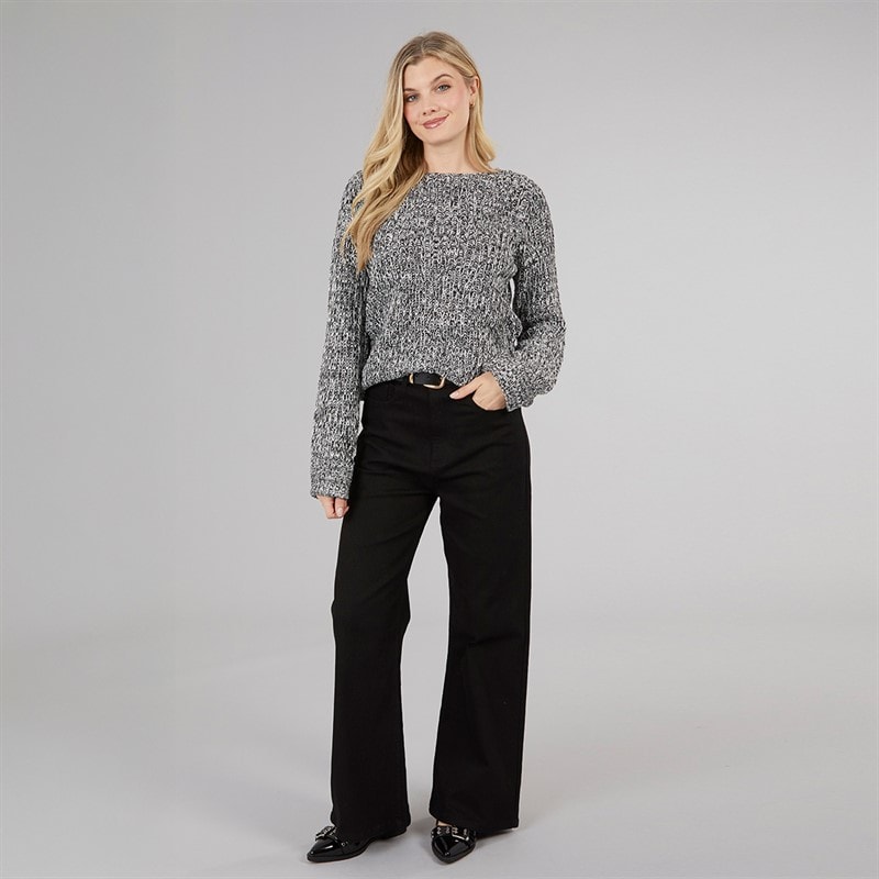 Board Angels Womens Wide Leg Jeans Black - Image 3