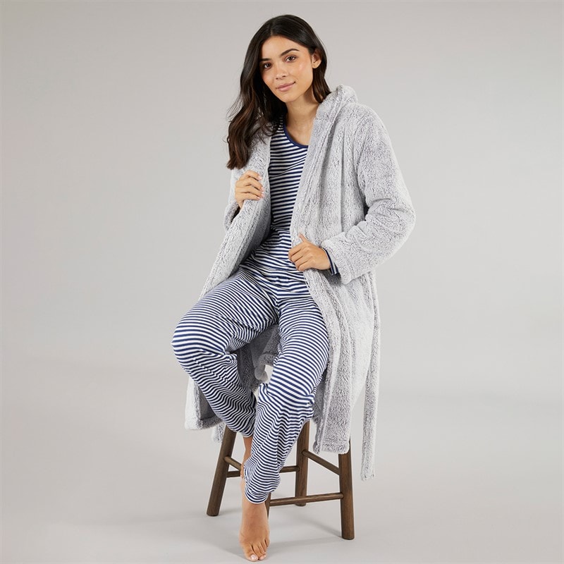 Board Angels Womens Wellsoft Hooded Robe Grey - Image 3