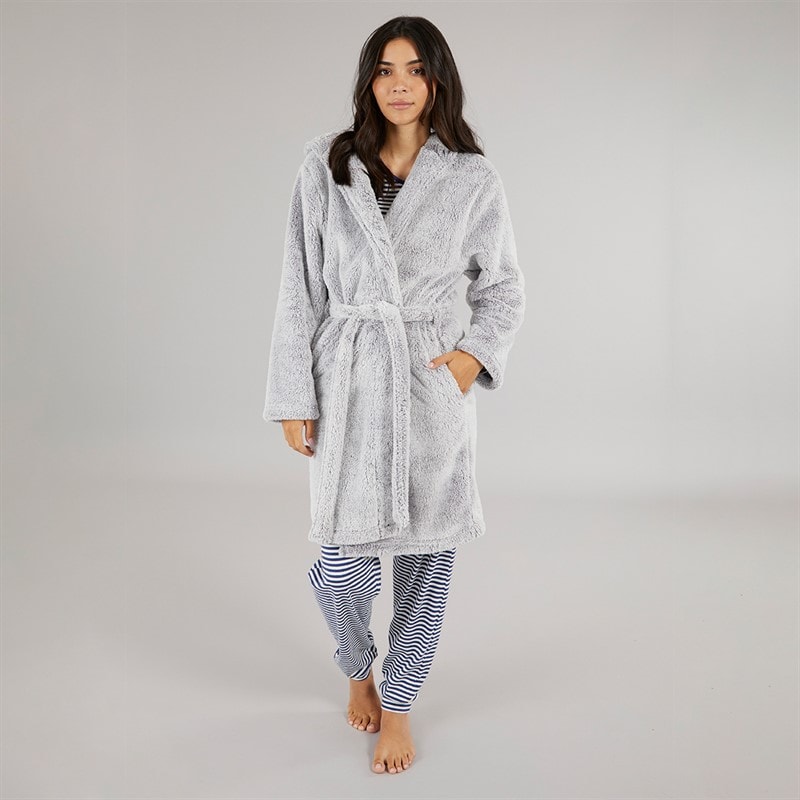Board Angels Womens Wellsoft Hooded Robe Grey - Image 4