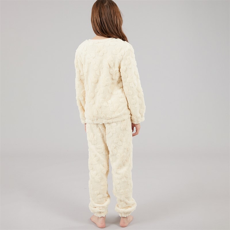 Board Angels Girls Bow Snuggle Fleece Twosie Set Ecru - Image 2