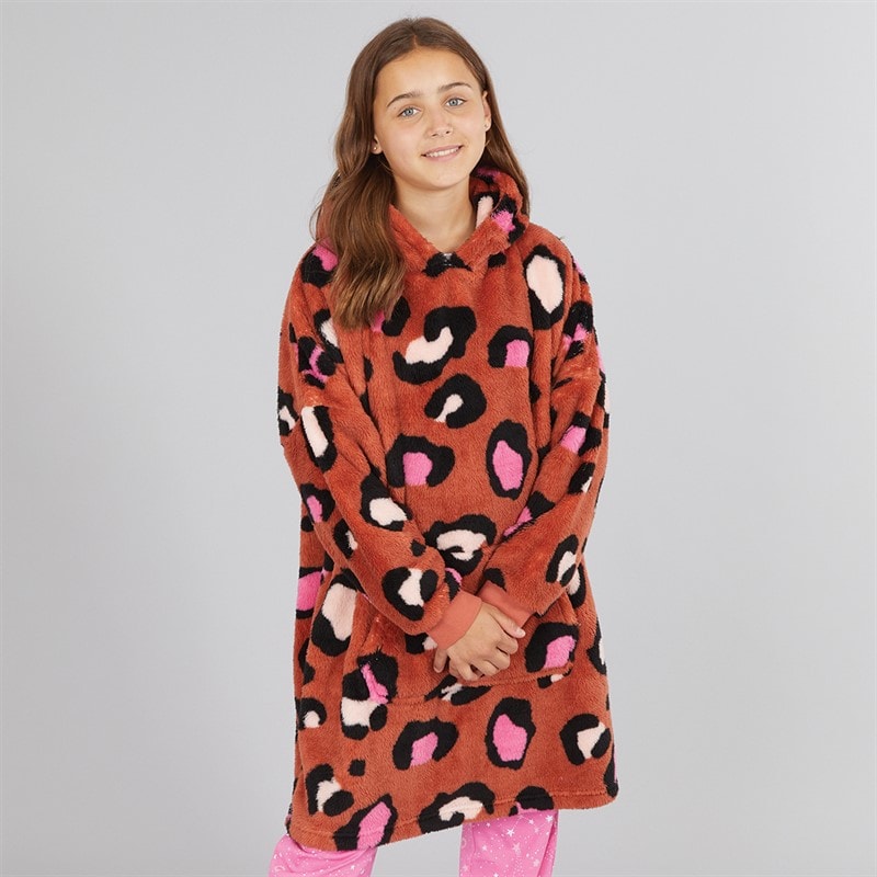 Board Angels Girls Oversized Blanket Hoodie Leopard - Image 1