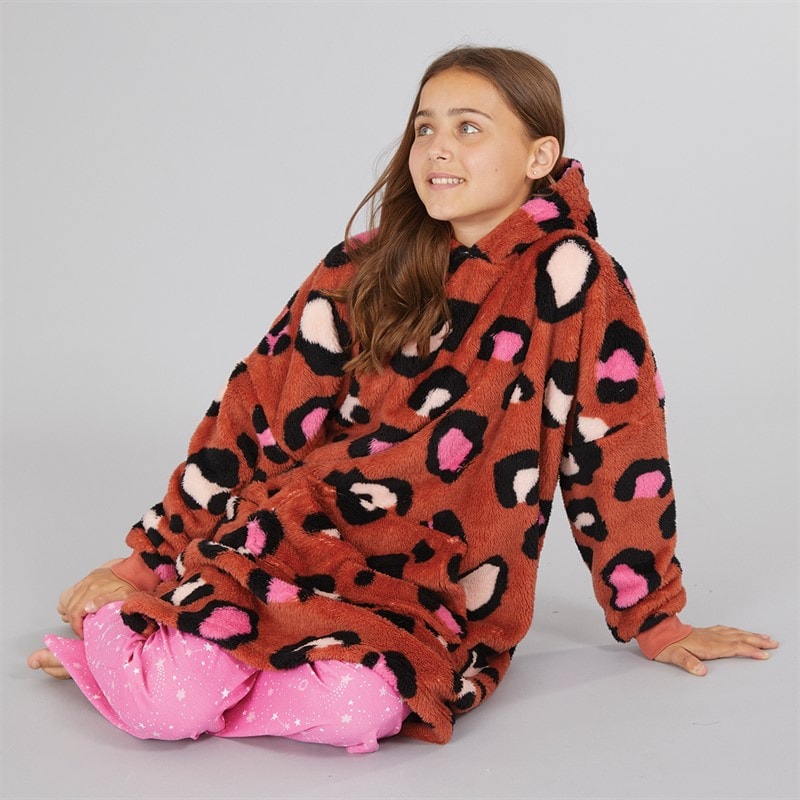 Board Angels Girls Oversized Blanket Hoodie Leopard - Image 4