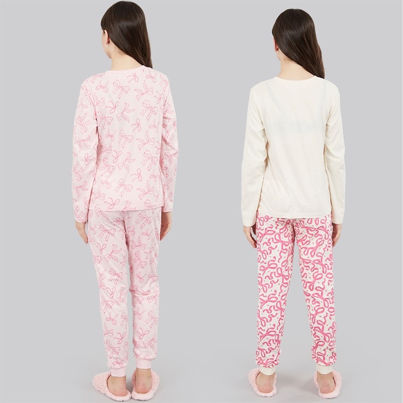 Board Angels Girls Two Pack Bow Pyjama Sets Multi - Image 2