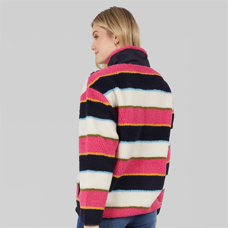 Board Angels Womens Striped Borg Zip-Thru Fleece Multi - Image 2