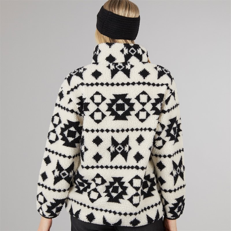 Board Angels Womens Aztec Borg 1/4 Zip Fleece Ecru/Black - Image 2