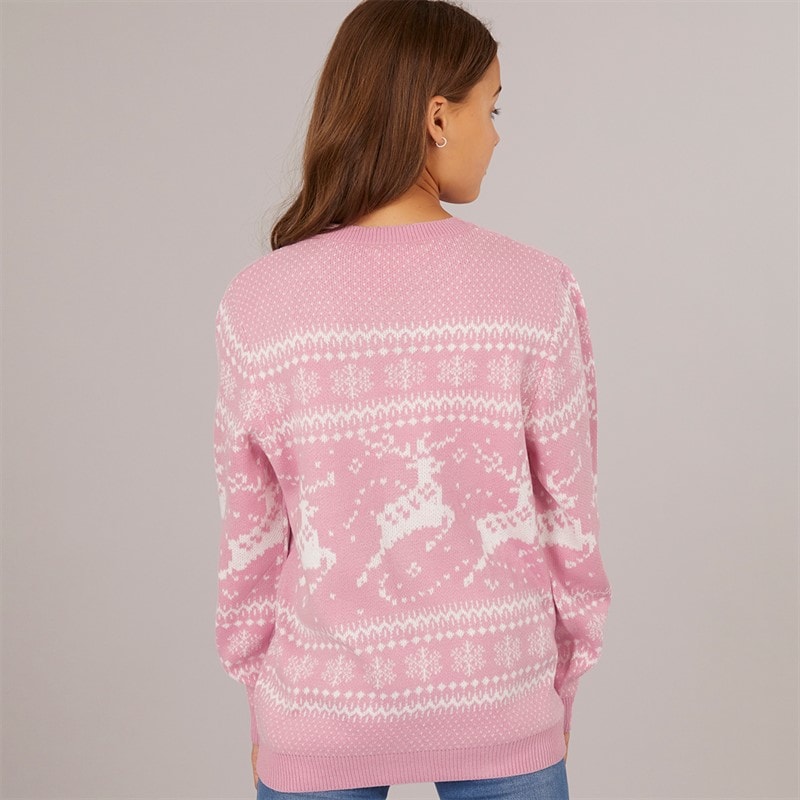 Board Angels Girls Fairisle Mini Me Christmas Jumper Pink Multi - Image 3