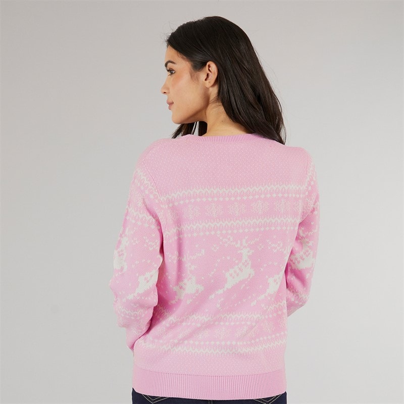 Board Angels Womens Fairisle Mini Me Christmas Jumper Pink Multi - Image 3