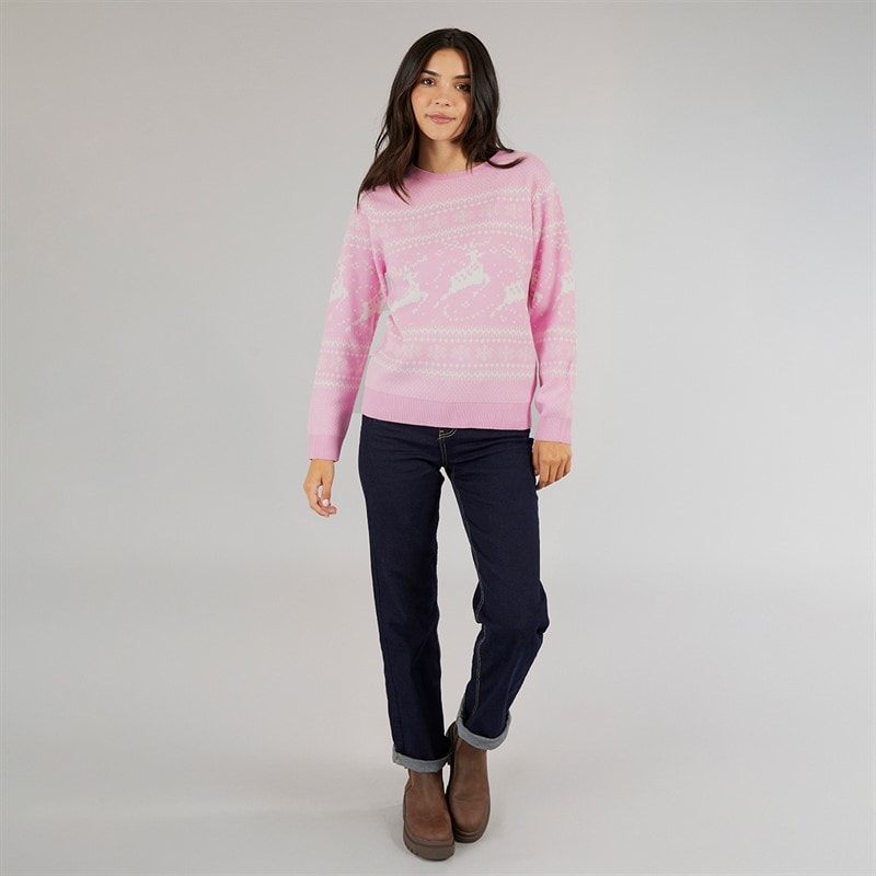Board Angels Womens Fairisle Mini Me Christmas Jumper Pink Multi - Image 4