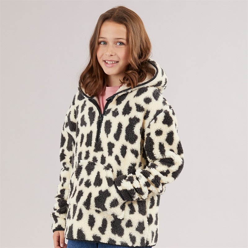 Board Angels Girls Leopard Half-Zip Fleece Jacket Multi - Image 1