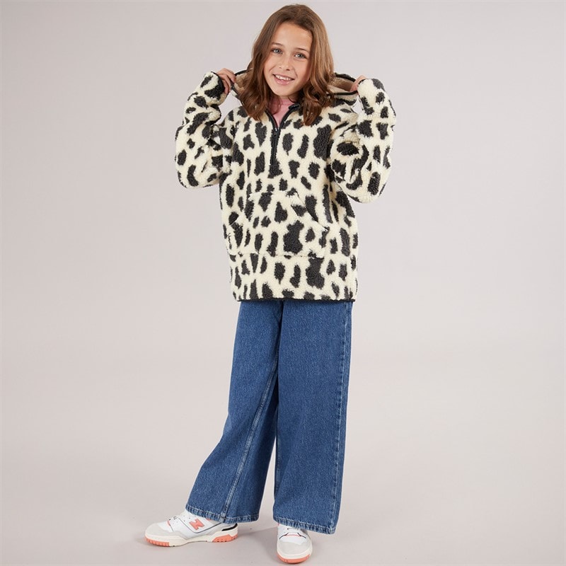 Board Angels Girls Leopard Half-Zip Fleece Jacket Multi - Image 3