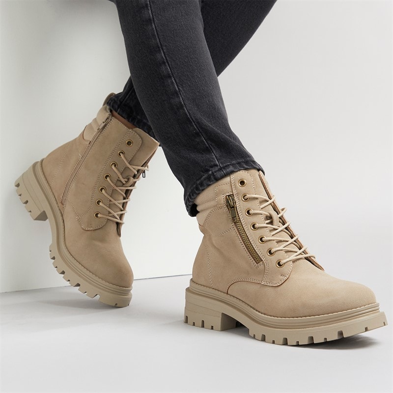 Board Angels Womens Mitton Boots Beige - Image 1