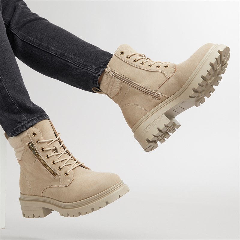 Board Angels Womens Mitton Boots Beige - Image 5