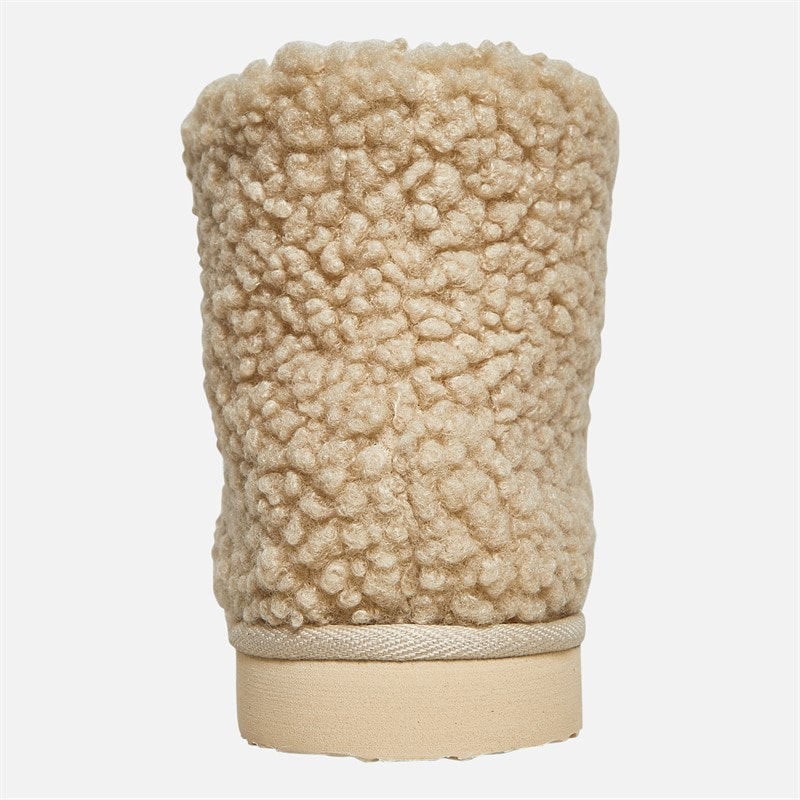 Board Angels Womens Teddy Borg Fleece Bootie Slippers Cream - Image 3