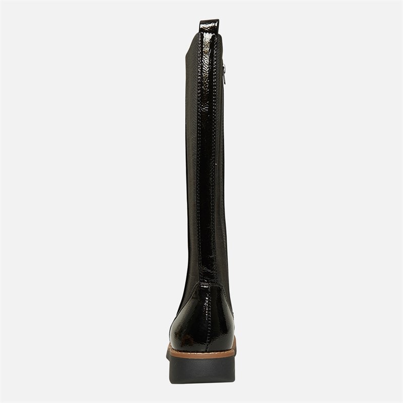 Board Angels Womens Lisa Knee High Wedge Boots Black Patent - Image 3