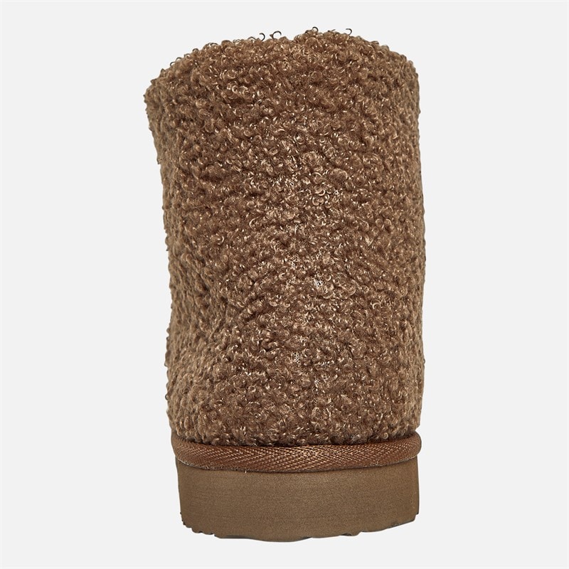 Board Angels Womens Teddy Borg Fleece Bootie Slippers Mink - Image 3