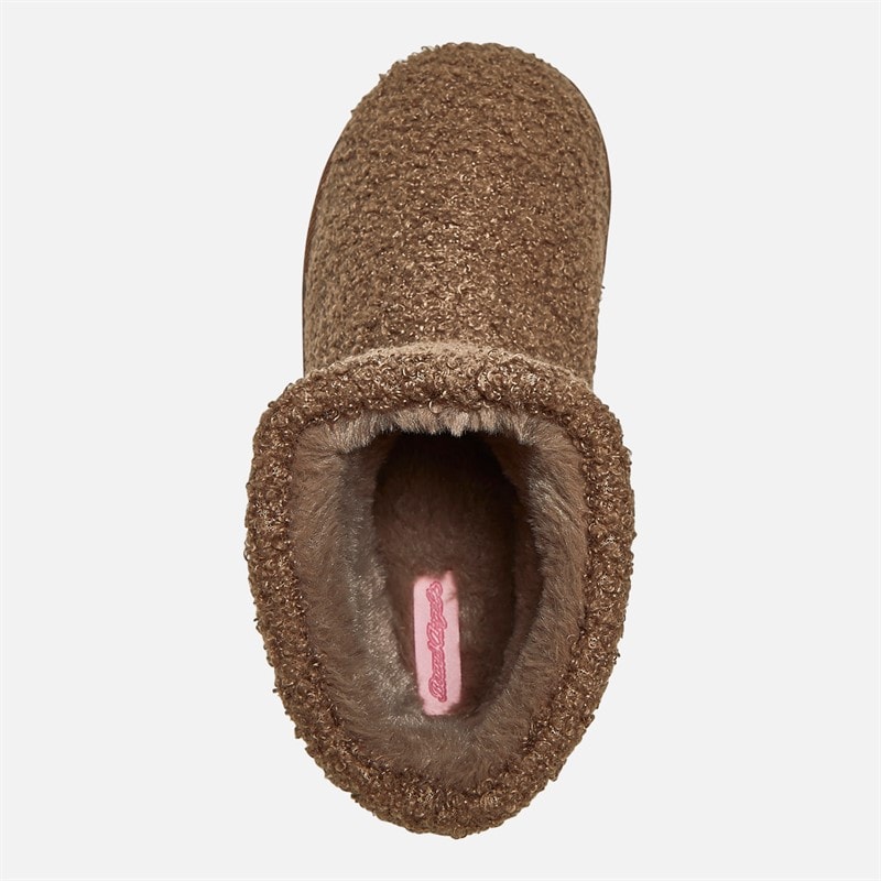 Board Angels Womens Teddy Borg Fleece Bootie Slippers Mink - Image 4