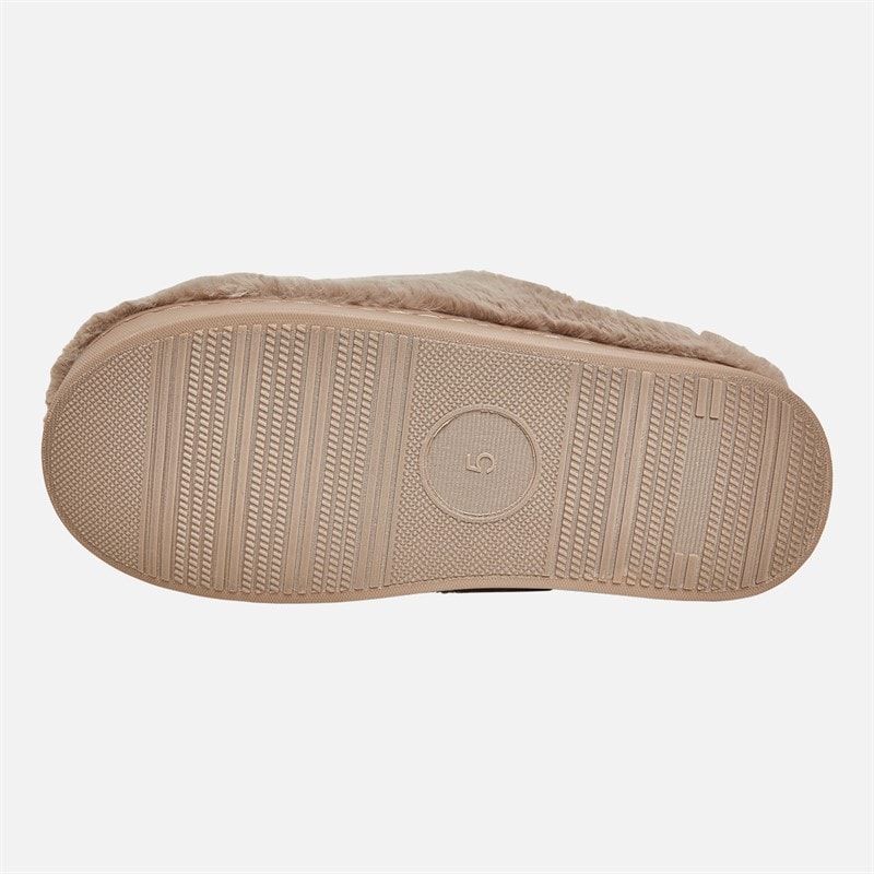 Board Angels Womens Candice Borg Fleece Mule Slippers Mink - Image 3