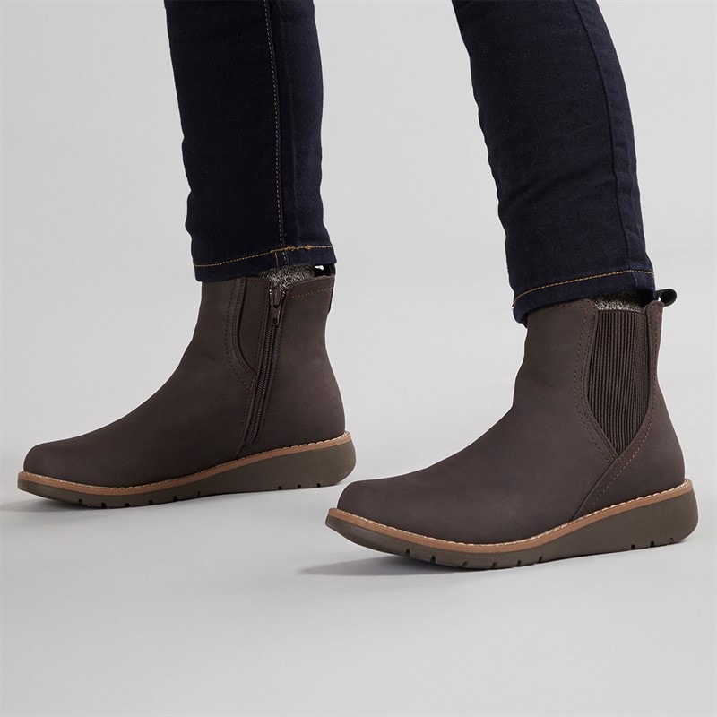 Board Angels Womens Ella Wedge Chelsea Boots Brown - Image 1