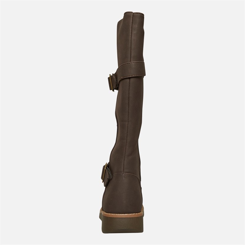 Board Angels Womens Oldenburg Knee High Wedge Boots Brown - Image 3