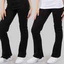 Board Angels Girls Two Pack Ribbed Flared Leggings Black