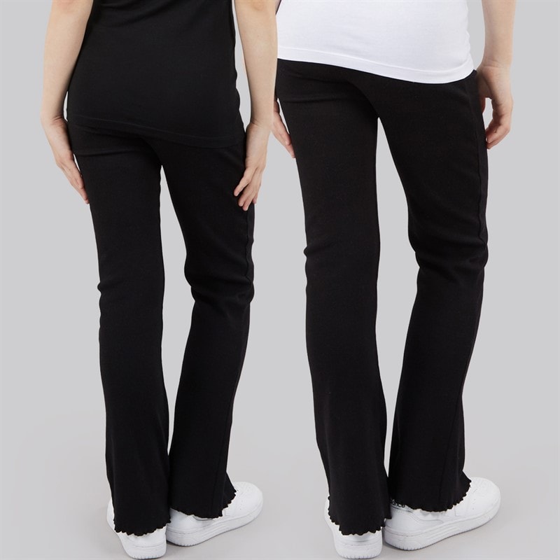 Board Angels Girls Two Pack Ribbed Flared Leggings Black - Image 2