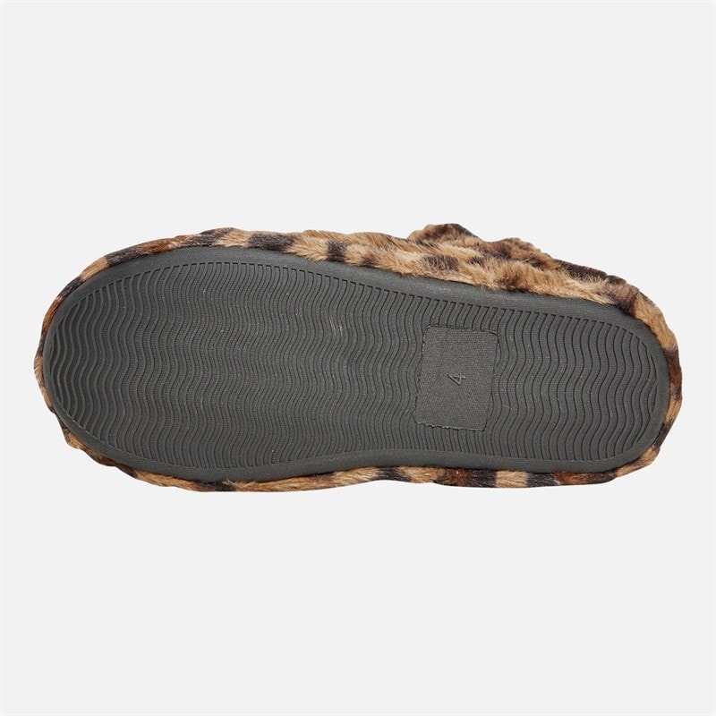 Board Angels Womens Faux Fur Bootee Slippers Leopard - Image 2
