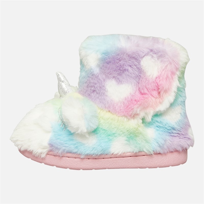 Board Angels Girls Unicorn Bootie Slippers White/Multi - Image 2