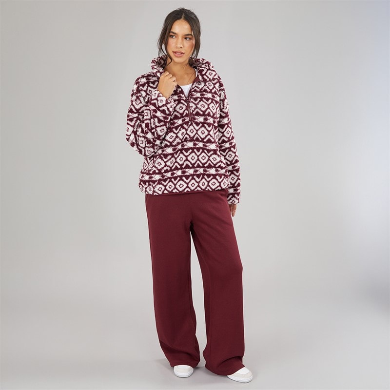 Board Angels Womens Open Hem Joggers Burgundy - Image 4