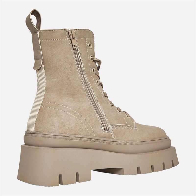 Board Angels Womens Rum Chunky Lace Up Boots Grey PU - Image 5
