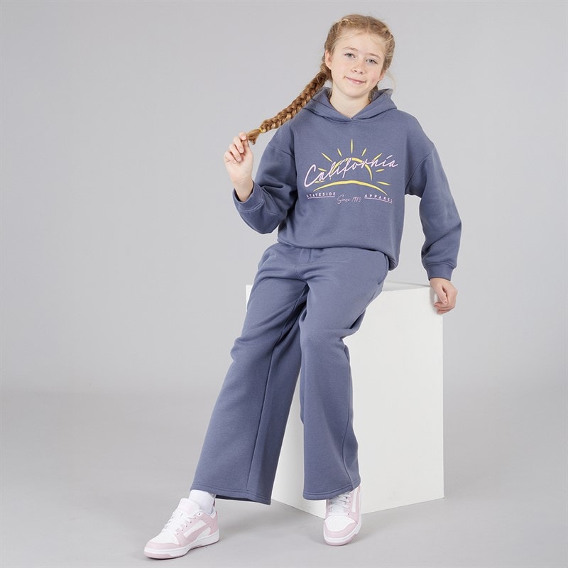 Board Angels Girls Hoodie And Wide Leg Joggers Set Dusty Blue - Image 4