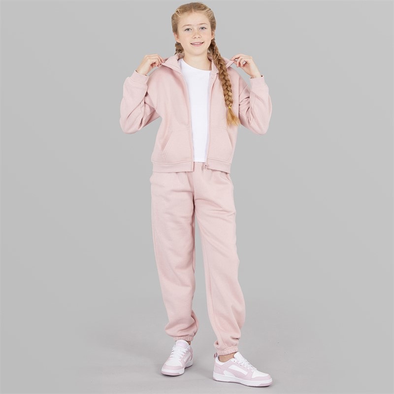 Board Angels Girls Zip Through Hoodie And Joggers Set Baby Pink - Image 3